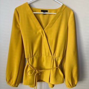 Jcrew Mustard Yellow Long Sleeve Dress Top Polyester Size 6